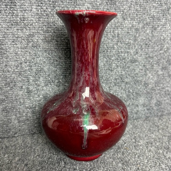 Vintage Other - Vintage Hawaiian pottery vase drip glaze 8” red with aqua